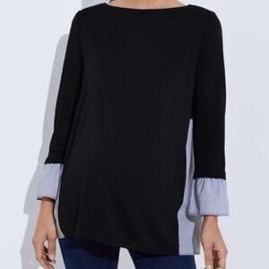LOFT Black Blouse with Gray Accents